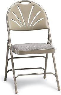 National Public Seating NPS1105 Fan-Back Polyfold Chair, 1100 Series, 4 Per Carton, Blue Plastic, Grey Frame