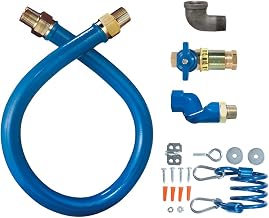 Dormont 1675KITCFS60 3/4" Blue Hose Moveable Gas Connector Kit 60" Long with Blue PVC, 1 Safety Quik QDV, 1 Swivel MAX & Coiled Restraining Cable