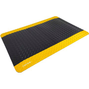 Global Industrial Diamond-Plate Anti Fatigue Mat – 9/16" Thick, 3'W x 16'L, Black/Yellow Border
