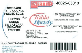 Michael Foods Papettis Table Ready Hard Cooked Egg - 12 per bag -- 12 bags per case.