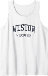 Weston WI JN5 Vintage Athletic Blue Design Tank Top