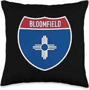 Bloomfield New Mexico Map Highway Interstate Sign Souvenir Throw Pillow