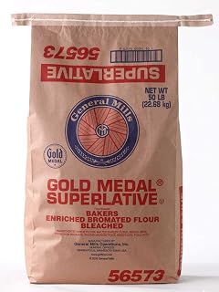 General Mills Bleached Bromated Enriched Malted Superlative Flour, 50 Pound - 1 each.