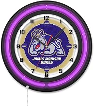 Holland Bar Stool Clk19BKJmsMad NCAA 19 in. Dia. James Madison University Double Neon Wall Clock Black