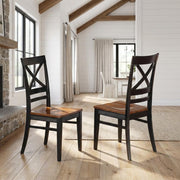 Solid Wood Dining Chairs with X-Back Set of by Furnifact – Wood, Black & Cherry, Pack of 2