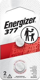 Energizer 377 Silver Oxide Button Battery, 2 Pack