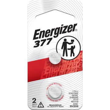 377 Silver Oxide Button Battery by Energizer – 2 Count (Pack of 1), Lithium, Multicolor, Model 377BPZ2