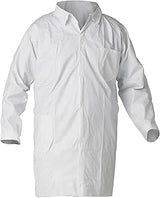 KLEENGUARD A40 Liquid & Particle Protection Lab Coats (44453), 4-Snap Closure, Knee Length, Open Wrists, White, Large, 30 / Case