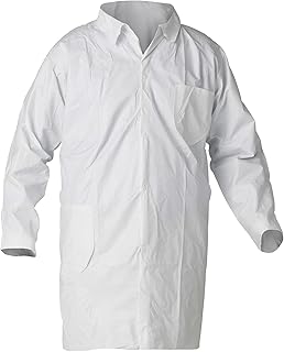 KLEENGUARD A40 Liquid & Particle Protection Lab Coats (44453), 4-Snap Closure, Knee Length, Open Wrists, White, Large, 30 / Case