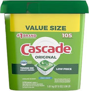Cascade Dishwasher Pods, Actionpacs Dishwasher Detergent, Original Fresh, 105 Count, Packaging may vary