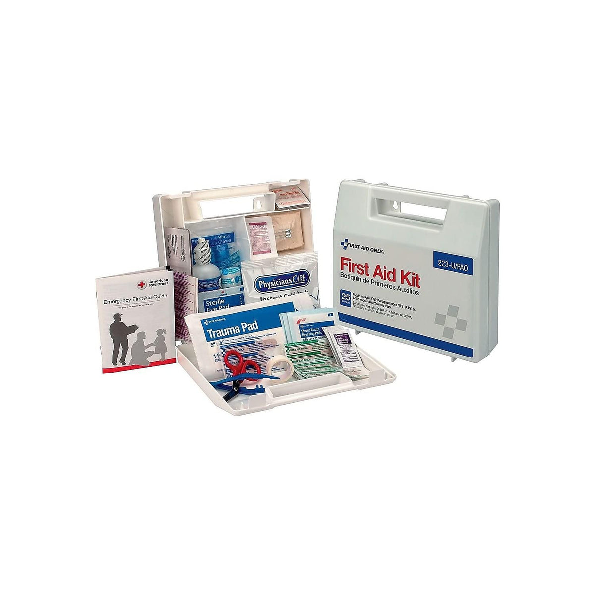 223-U OSHA-Compliant First Aid Kit by First Aid Only – 2.5" x 8.4" x 9", Plastic, White, Model 223UFAO