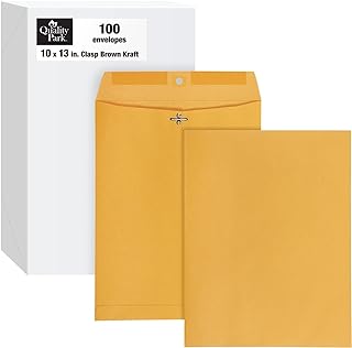 Quality Park 10" x 13" Clasp Envelopes, Heavy 32 lb Brown Kraft, Gummed Flap, 100/Box (QUA37797)