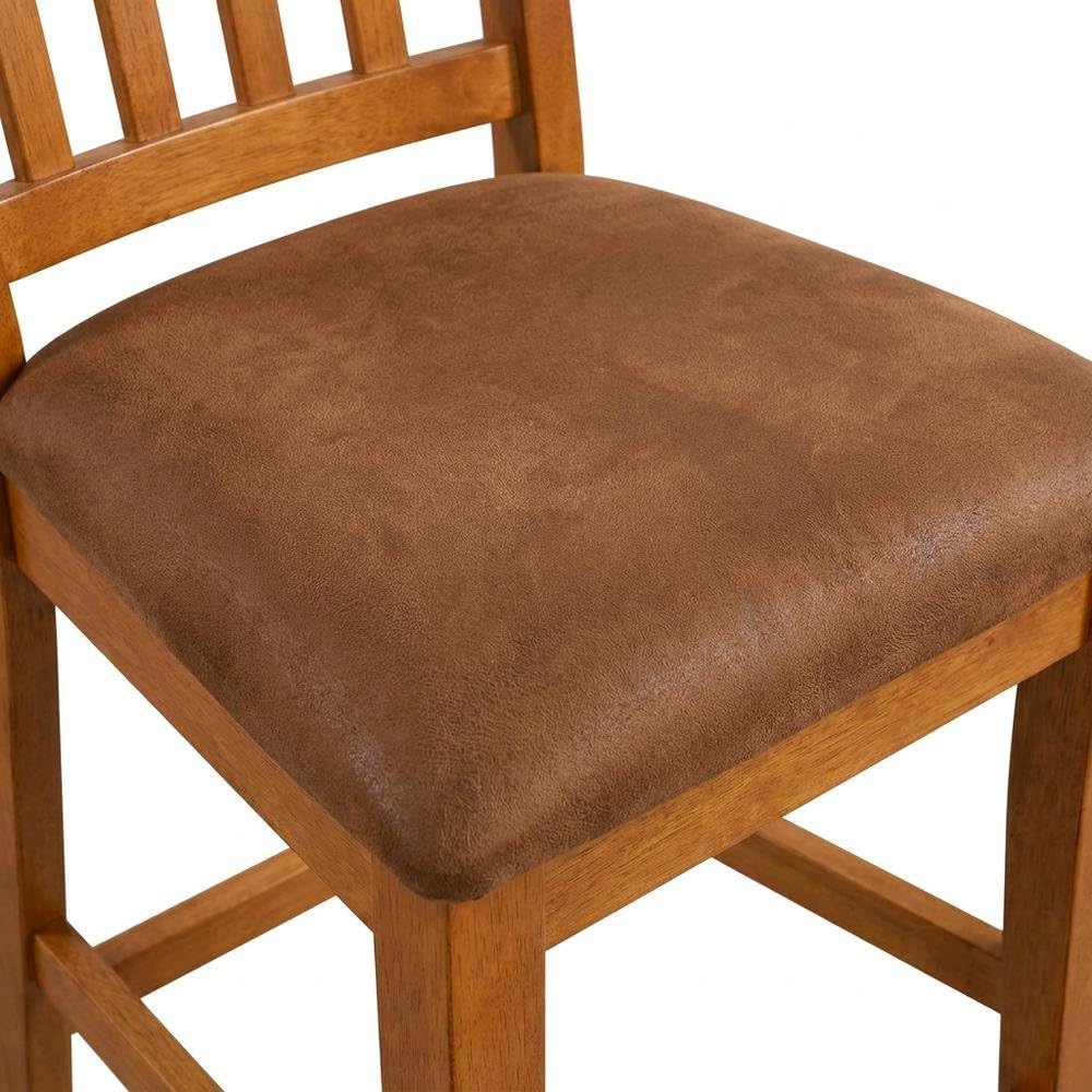 Light Brown Slatback Barstool Set by Starlight Canyon Home – Solid Wood, Mindi, Sinkai, Brown, Pack of 2