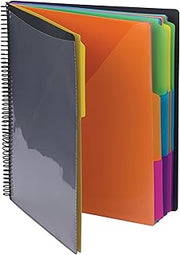 SMEAD Project Organizer, 24 Pockets, Grey with Assorted Bright Tabs, Tear Resistant Poly, 1/3-Cut Tabs, Letter Size (89206)