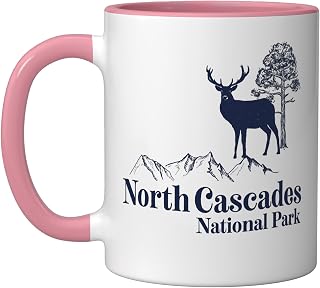North Cascades - Funny Nature Mother's Father's Day Birthday Ceramic Mug, Pink/White