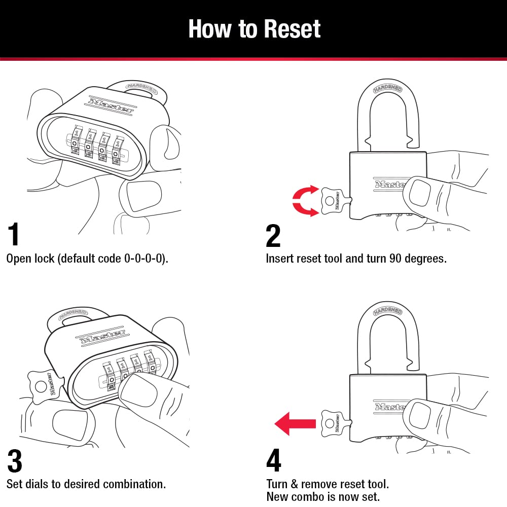 Master Lock 4 Pack / Gold / Number Combination Combination Padlocks