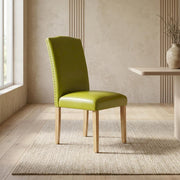 Parsons Dining Chair with High Back by Furnifact – Faux Leather, Oak, Pack of 2
