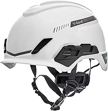 MSA 10194783 H1 V-Gard Helmet with Fas-Trac III Ratchet Suspension | Polyethylene Shell, Superior Impact Protection, Self Adjusting Crown Straps - Standard Size in White