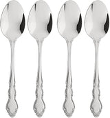 Oneida Dover Teaspoons Silverware Set for 4, Flatware | mirror finish, dishwasher safe | cutlery set for kitchen and dining, utensil set, kitchen gifts for women, heavy duty