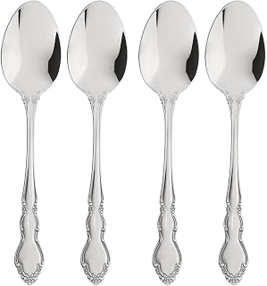 Oneida Dover Teaspoons Silverware Set for 4, Flatware | mirror finish, dishwasher safe | cutlery set for kitchen and dining, utensil set, kitchen gifts for women, heavy duty