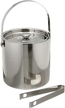 Elegance Stainless Steel Ice Bucket with Tongs, 3 quart, Silver