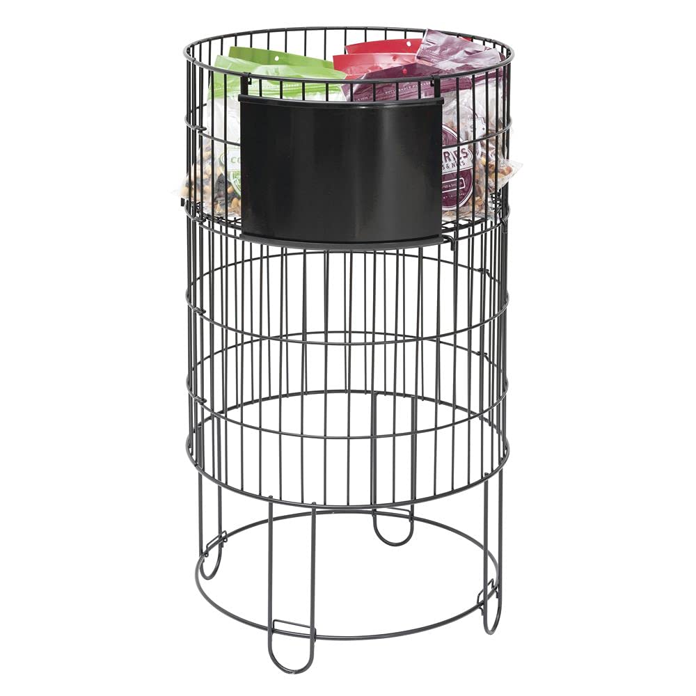 Round Black Wire Collapsible Dump Bin - 18"D x 32"H by HUBERT – Metal, Black, Model HEN-1916650