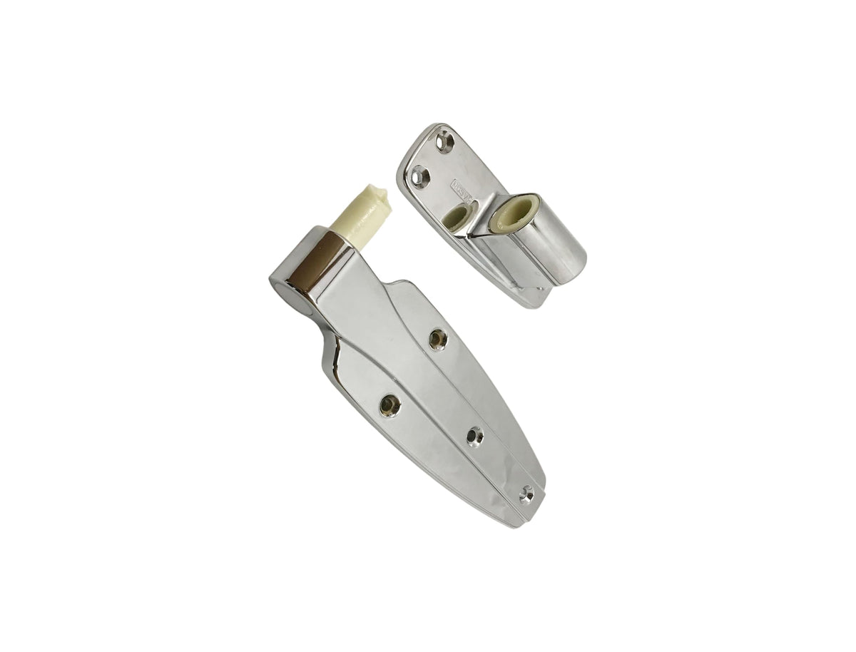 1245-000028 Flush Hinge by Kason – High pressure die-cast zinc with self-lubricating nylon cam, Chrome, Model 1245-C000