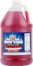 Carnival King 1 Gallon Snow Cone Syrup Fruit Punch - Delicious Shaved Ice Flavoring for Slushies, Machines & Parties