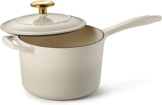 Tramontina Bestow Enameled Cast Iron 2.5-Qt Sauce Pan with Lid, Latte