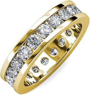 Round Lab Grown Diamond Channel Set Women Eternity Ring Stackable 2.55 ctw-3.00 ctw 14K Yellow Gold-8.0