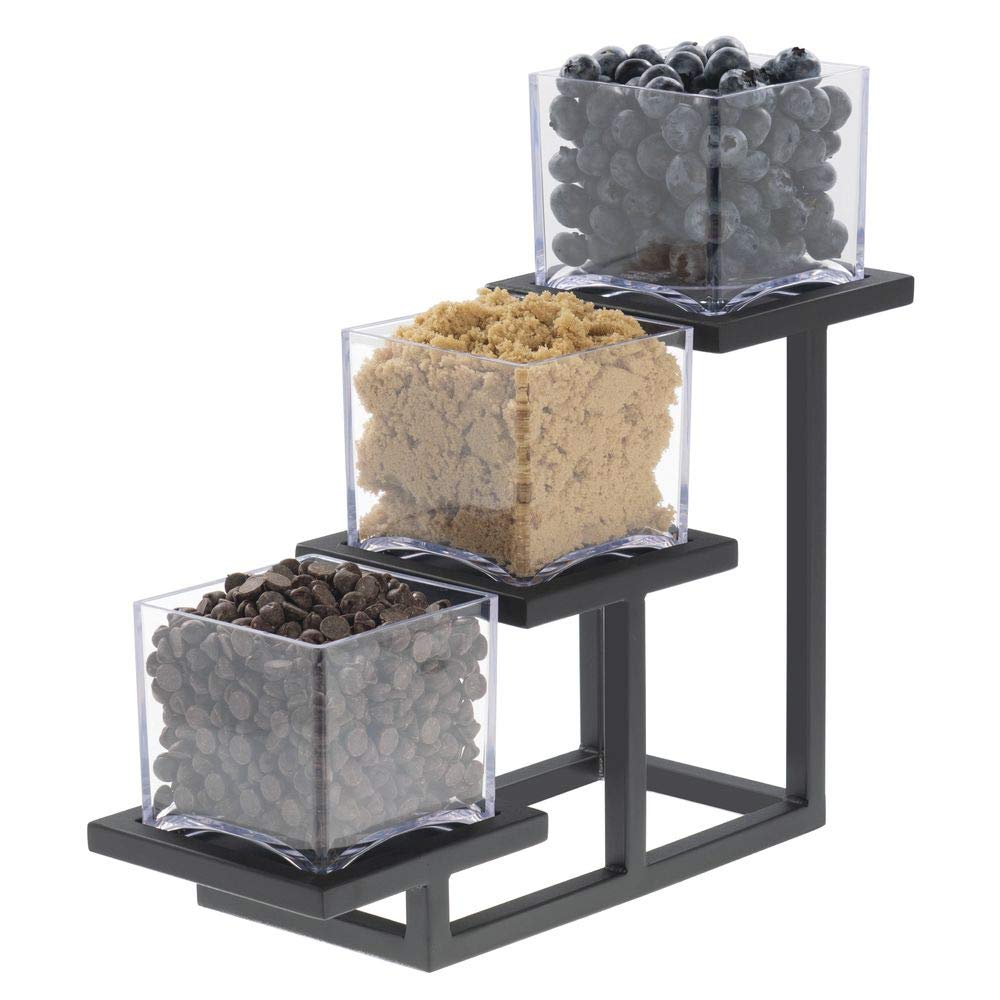 2 Tier Cube Display for Condiments by HUBERT – 5"l X 14 2/5"w X 9"h, Metal, Black, Model 60284