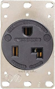 Hubbell HBL9308 2P3W, 30A 125V, 5-30R, Receptacle, black RTP, 5-30 NEMA
