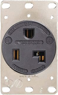 Hubbell HBL9308 2P3W, 30A 125V, 5-30R, Receptacle, black RTP, 5-30 NEMA