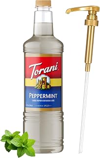 Torani Peppermint Syrup 1L with Pump Mint Flavoring for Lattes & Cocktails