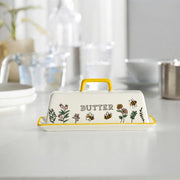 KooK Ceramic Butter Keeper with Lid, Meadow Pattern, Regular Size