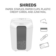 Powershred LX75 11-Sheet Crosscut Shredder (4405001) by Fellowes – 18.13"H x 12.19"W x 8.69"D, 4.8 gallons, White, Model 4405001-CC