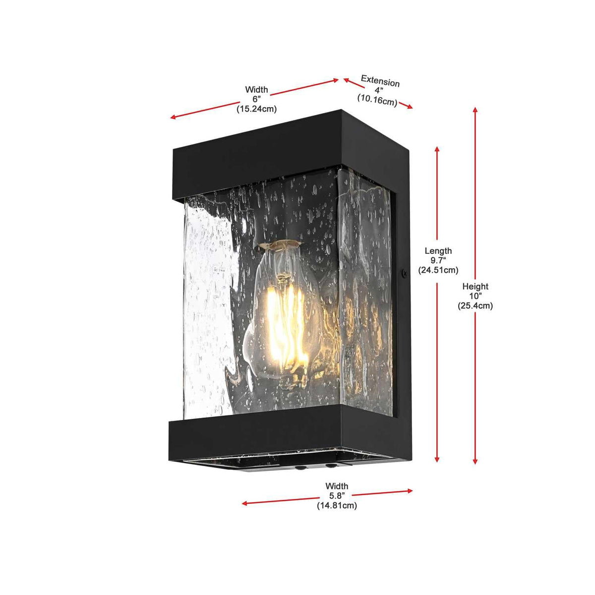 Thompson One Light Outdoor Wall Sconce Black by Lighting Design – Iron, Black, Model OD371W10BK