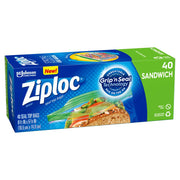 Sandwich Bags by Ziploc – 40 Count (Pack of 1), Plastic, Green, Pack of 40, Model 1139