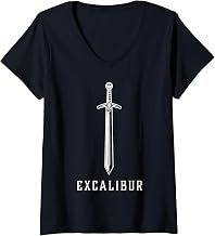 Women's Excalibur The Legendary Sword in the Stone of King Arthur V-Neck T-Shirt