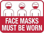 HUBERT Face Masks Must Be Worn" Decal - 11"L x 8 1/2"H