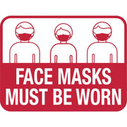 Face Masks Must Be Worn" Decal - 11"L x 8 1/2"H by HUBERT – Vinyl, White, Model RED/WHTWEAR