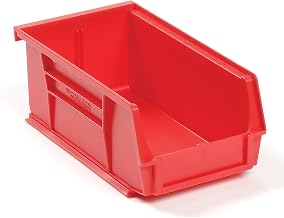 Global Industrial Plastic Storage Bin - Small Parts 4-1/8 x 7-3/8 x 3, Red, Lot of 24