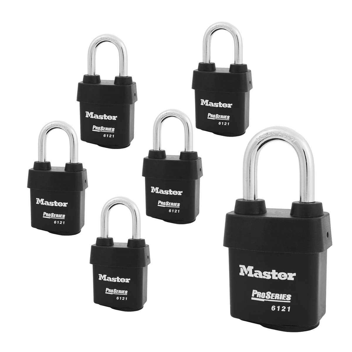 Master Lock 6 Pack / Black / 1 Keyed Padlocks