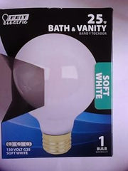 Feit Electric 25G25/W/RP 25 Watt White Bath & Vanity Globe Light Bulb