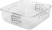 Rubbermaid Commercial Products Commercial Products, Space Saving Square Food Storage Container, 2 Quart, Clear, for Kitchen/Sous Vide/Meal Prep