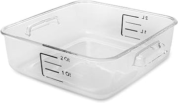 Rubbermaid Commercial Products Commercial Products, Space Saving Square Food Storage Container, 2 Quart, Clear, for Kitchen/Sous Vide/Meal Prep