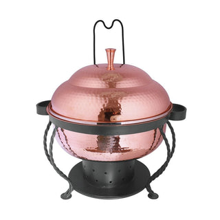 Expressly 3.6 Qt Round Hammered Copper Finish Chafing Dish w/Stand by HUBERT – 3 Quart, Stainless Steel, Copper, Model CD04461SCP