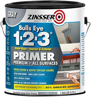 Zinsser 2 Pack of 1 gal 285085 Gray Bulls Eye 1-2-3 Water-Based Stain Blocking Primer/Sealer