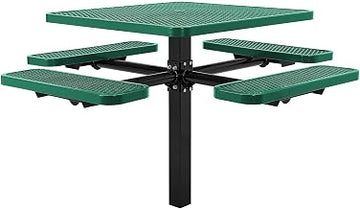 Global Industrial 46" Square Picnic Table, In Ground Mount, Expanded Metal,