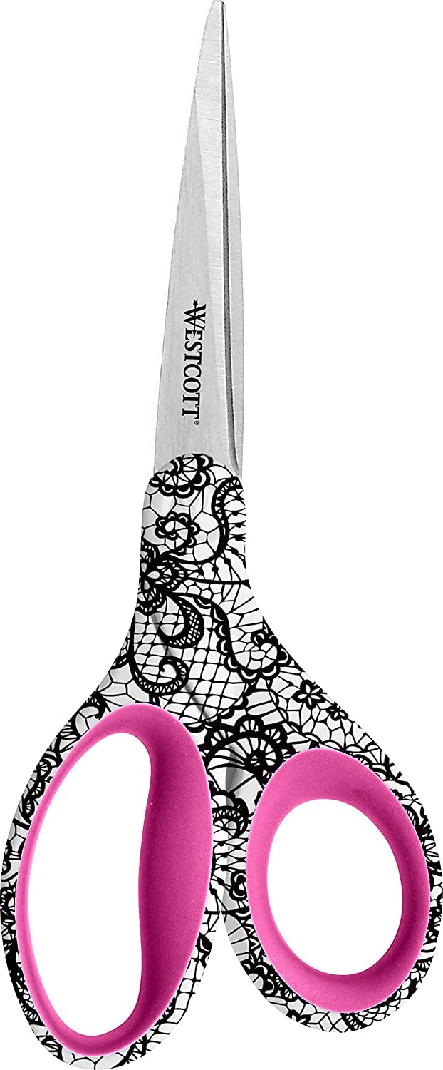 Trendsetter Straight Lace Pattern Scissor by Westcott – 8", Plastic, Multi, Model 16660